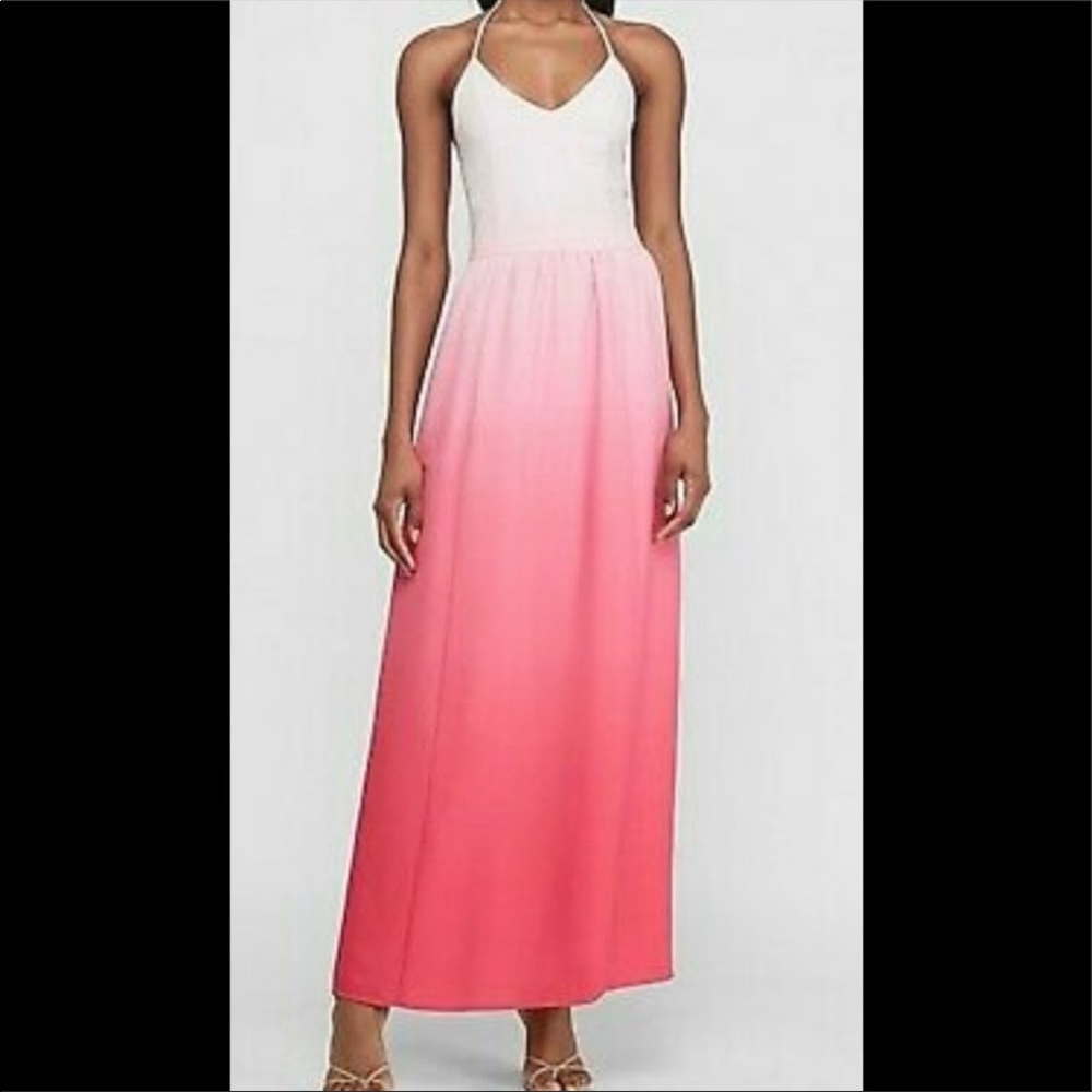 Express halter pink ombré maxi dress